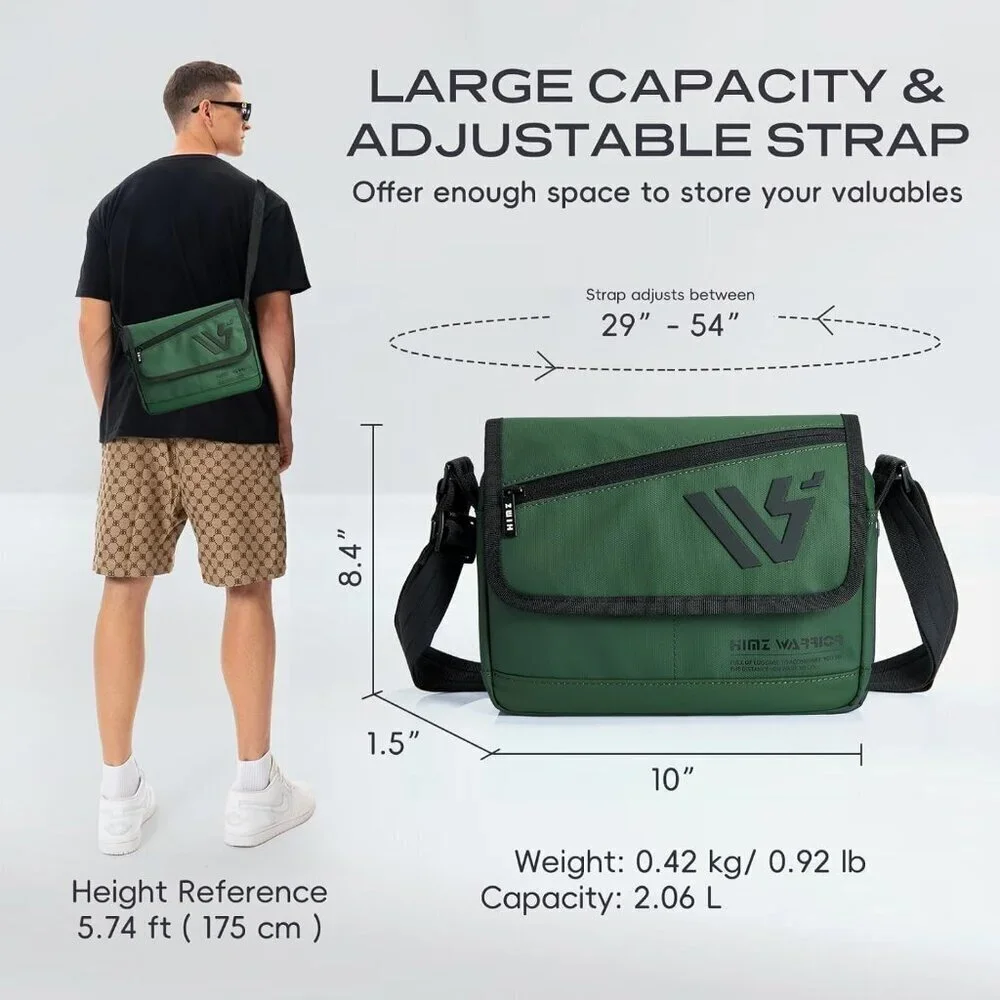 Unisex Water-Resistant Crossbody Bag Minimalist Shoulder Bag with Pockets
